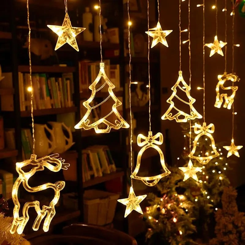 String Lights LEDs Curtain Lights, 11.5FT Christmas Decoration Window Fairy String Lights