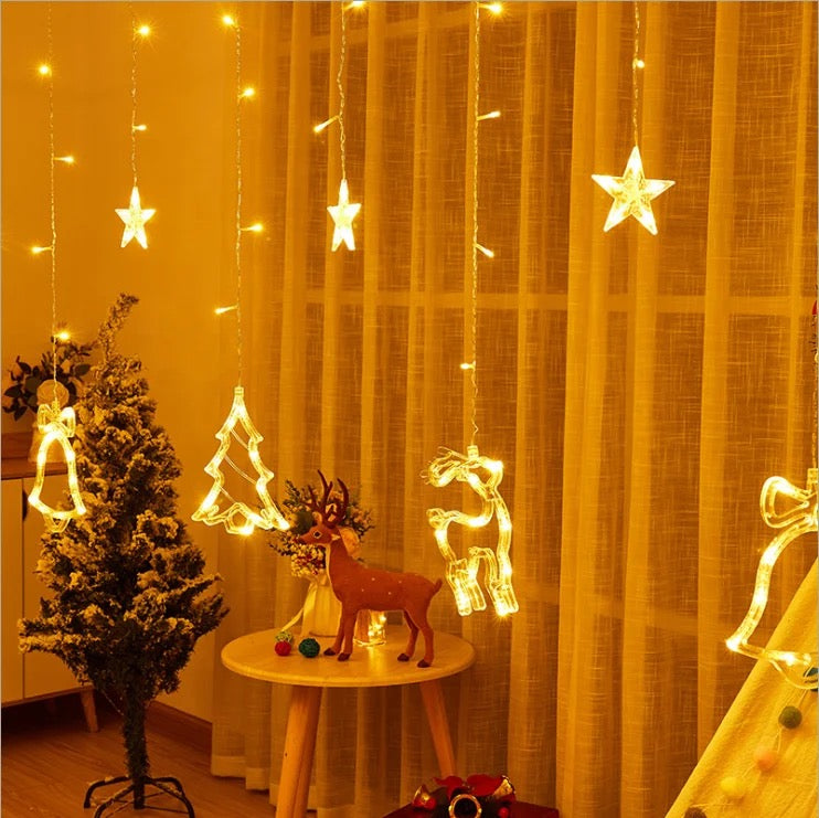 String Lights LEDs Curtain Lights, 11.5FT Christmas Decoration Window Fairy String Lights