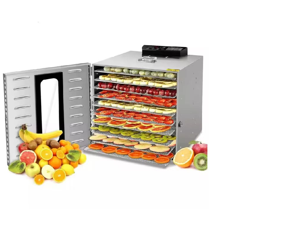 Stainless Steel Food Dehydrator Machine โ Fruit, Vegetable, Meat & Herb Dryer with Temperature Control, 6 to 18 Trays