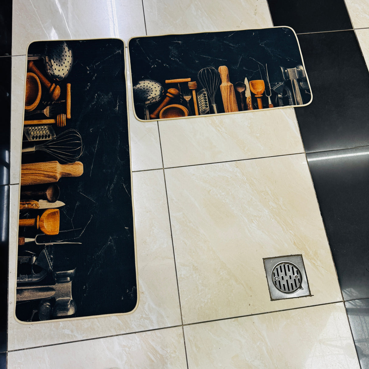 Rubber Bottom Kitchen Floor Mats Non Slip 2pcs Runner Rug Carpets for Kitchen Floor, Sink