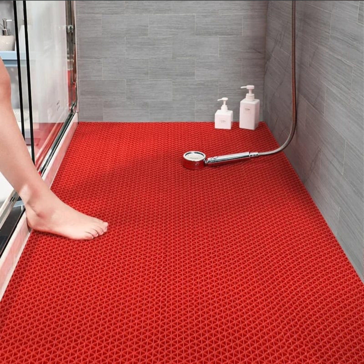 1m by 1m PVC Bath Mat, Shower Mat Bath Mat, Hollow Waterproof, Non-slip Mat, Suitable for Restaurant Entrance, Shower Room, Thickness, 4.5 mm