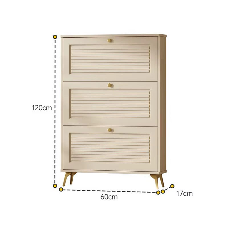 Slim Rattan Shoe Cabinet 100cm – Only 17cm Deep, Behind-the-Door Shoe Rack Organiser with 3 Flip Drawers, Top Storage & Slipper Shelf | Kenya