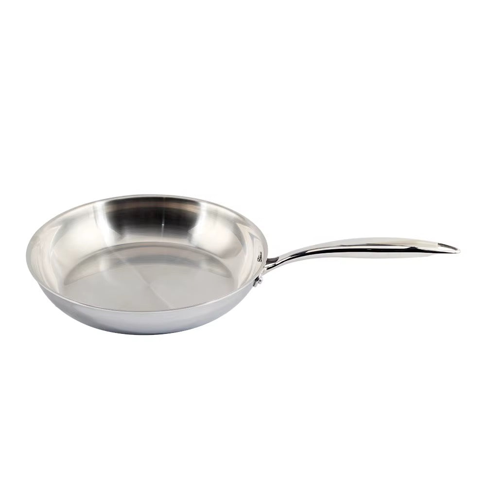 Ferronix Triply Stainless Steel Frying Pan Kenya | 22cm, 24cm, 26cm & 28cm Induction and Gas Frypan, Uncoated Heavy Duty Steel Pan