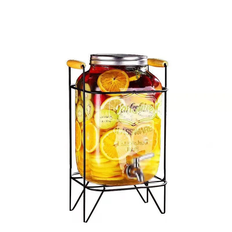 Glass Drink Dispenser with Stand & Tap 5L Juice & Cocktail Dispenser Elegant Beverage Server for Parties, Weddings & Home Use
