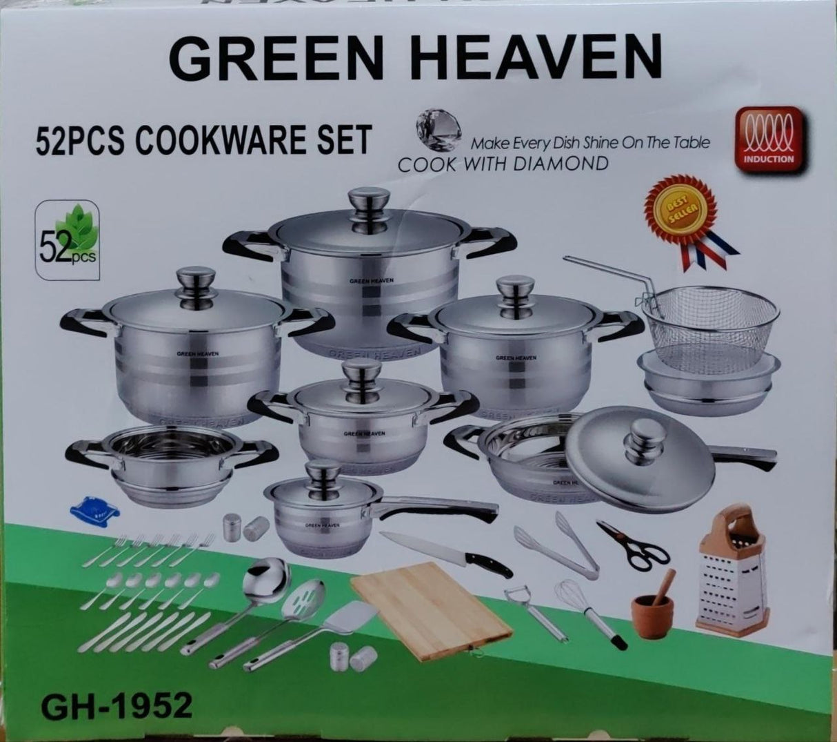 Siganture 52pcs Stainless Steel Cookware Set With Induction Base