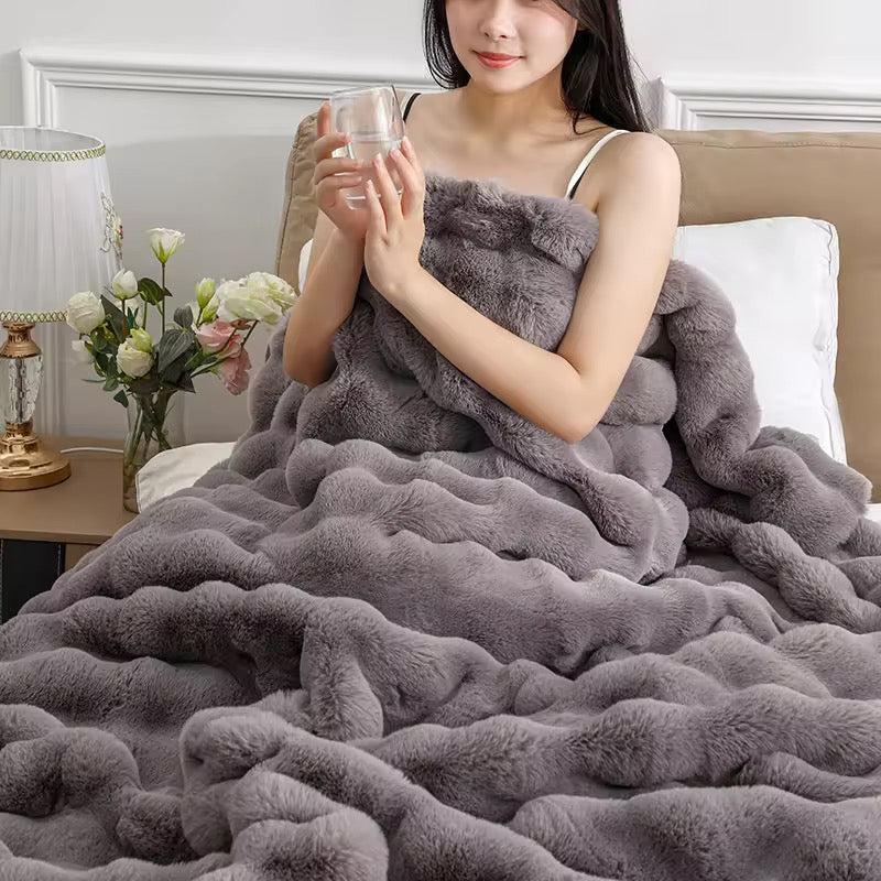 Luxury Double-Sided Fluffy Fleece & Flannel Blanket Extra Soft Cozy Throw for Bed, Couch, Home