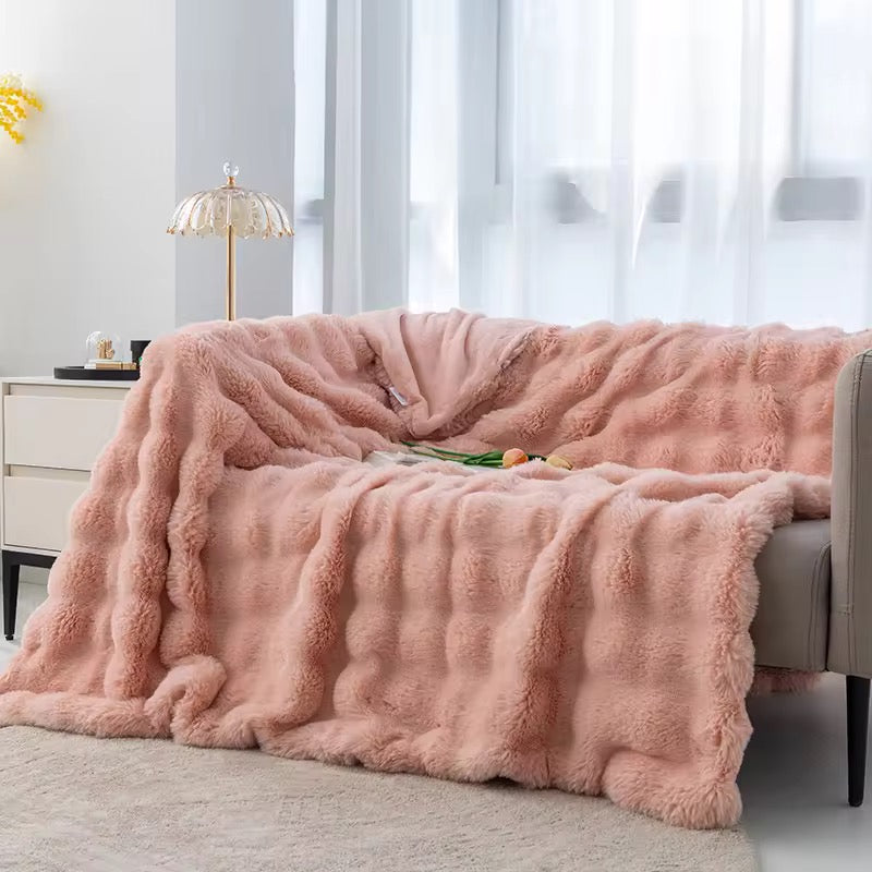 Luxury Double-Sided Fluffy Fleece & Flannel Blanket Extra Soft Cozy Throw for Bed, Couch, Home