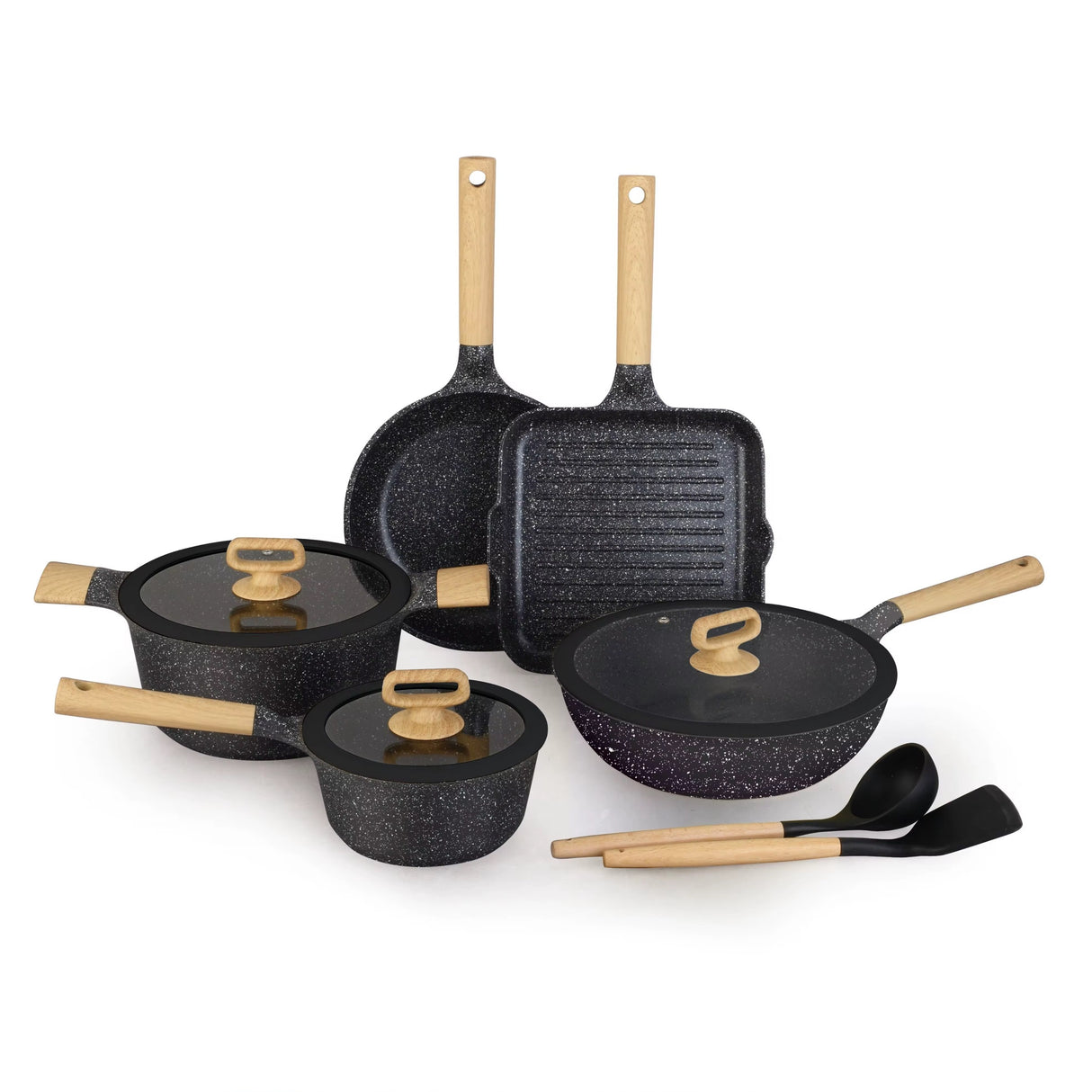 10PCS Granite Non Stick Cookware Sets With Induction Base