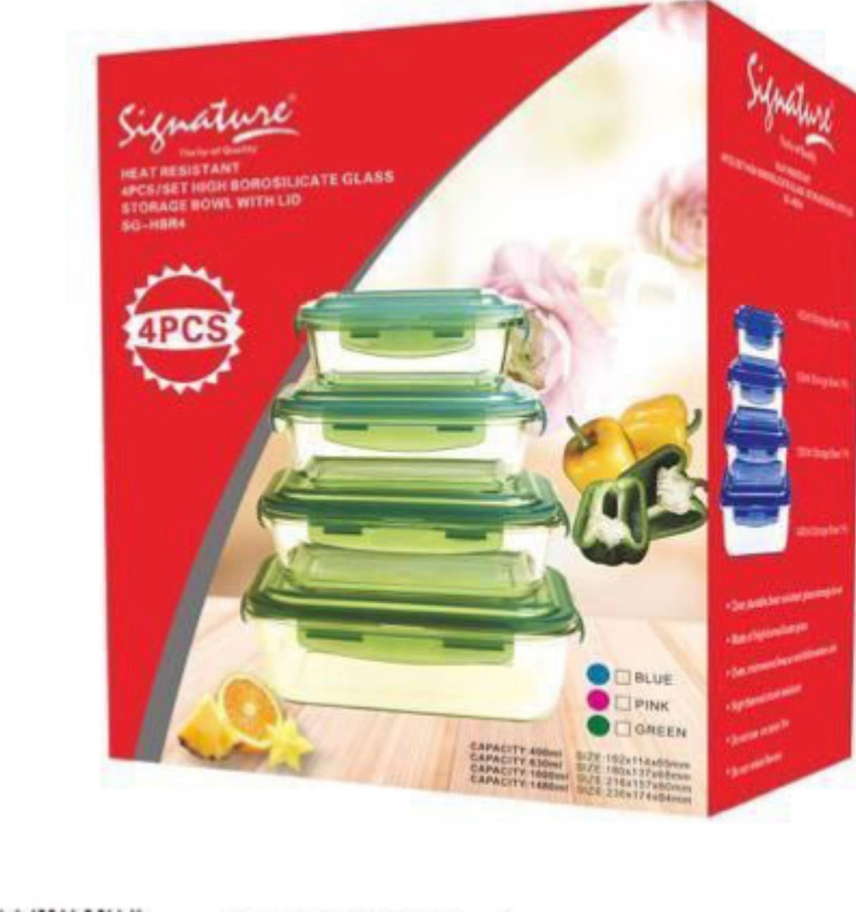 4 Pcs Borosilicate Glass Food Storage Containers with Lock Lids  Oven Microwave Freezer Safe Lunch Box Set