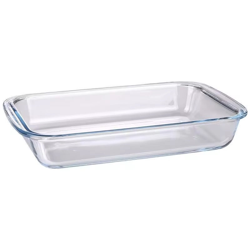 2PCS Rectangular Borosilicate Glass Bakeware Set with Free Oven Mitts Oven Safe Baking Pans