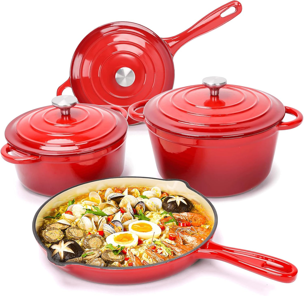 7 PCS Enamel Cast Iron Cooking Pots Set  Non-Toxic, Oven-Safe Pots for Kenyan Kitchens