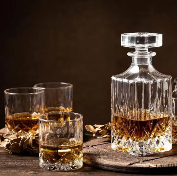 Whiskey Decanter Set,Italian Style Decanter Set with 6 Glasses