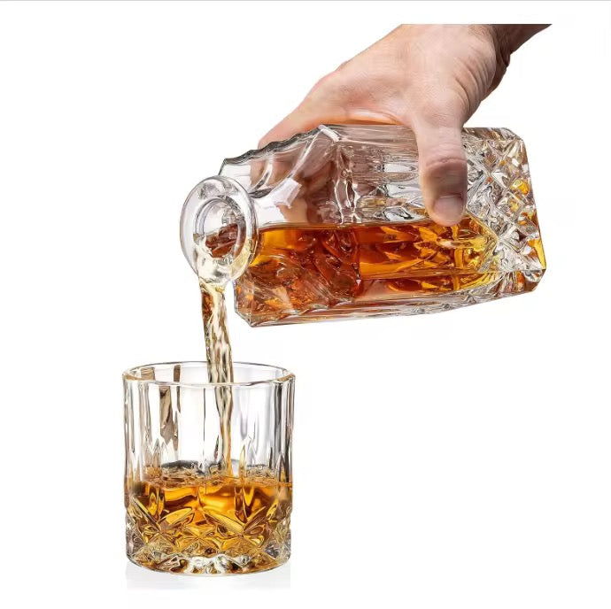 Whiskey Decanter Set,Italian Style Decanter Set with 6 Glasses