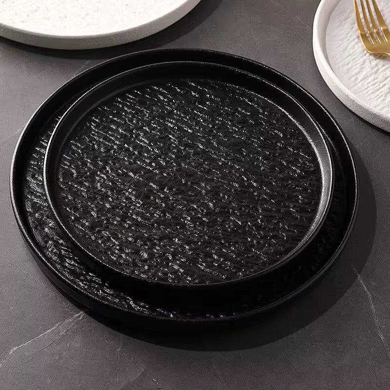 6 Piece 10.5 Inch Rock Glazed Ceramic Dinner Plates Set Microwave Dishwasher Safe