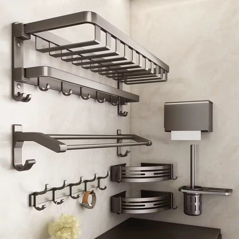 Multifunctional Aluminum Bath Towel Shelf Storage Rack Set Bathroom Storage Rack