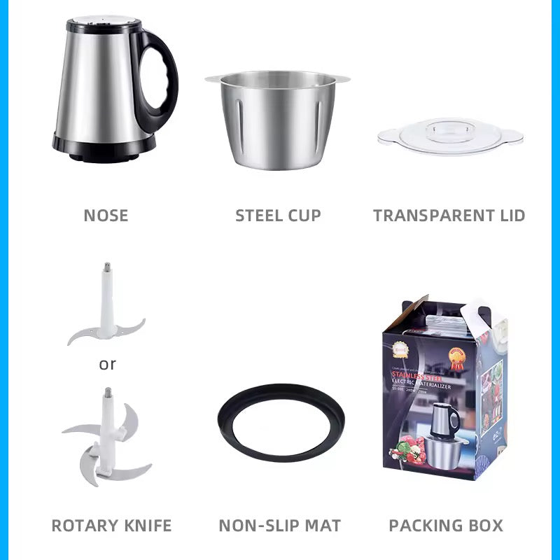 Stainless Steel Meat Blender Meat Mincer Grinder Electric Food Chopper For Meat Vegetables Fruits Nuts With 4 Sharp Blades, Meat Grinders With Bowl Heavy For Kitchen