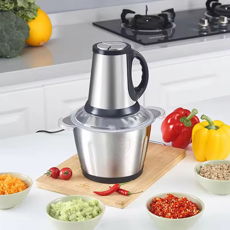 Stainless Steel Meat Blender Meat Mincer Grinder Electric Food Chopper For Meat Vegetables Fruits Nuts With 4 Sharp Blades, Meat Grinders With Bowl Heavy For Kitchen