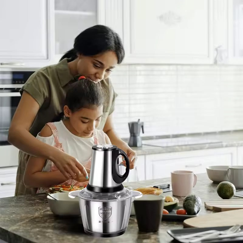 Stainless Steel Meat Blender Meat Mincer Grinder Electric Food Chopper For Meat Vegetables Fruits Nuts With 4 Sharp Blades, Meat Grinders With Bowl Heavy For Kitchen