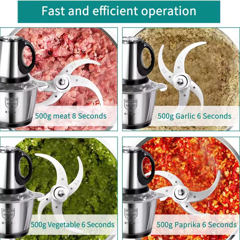 Stainless Steel Meat Blender Meat Mincer Grinder Electric Food Chopper For Meat Vegetables Fruits Nuts With 4 Sharp Blades, Meat Grinders With Bowl Heavy For Kitchen