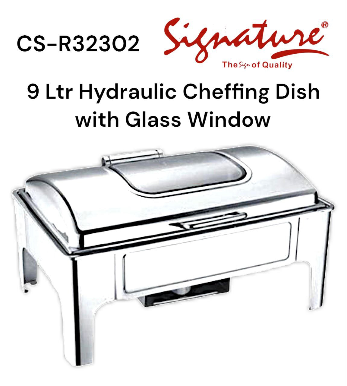 Chaffing dish Stainless steel roll top with glass window 9 Ltr Roll Top cheffing dish