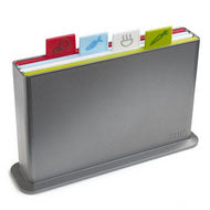 Joseph Joseph Index Advance 4-piece chopping board set in silver with storage case