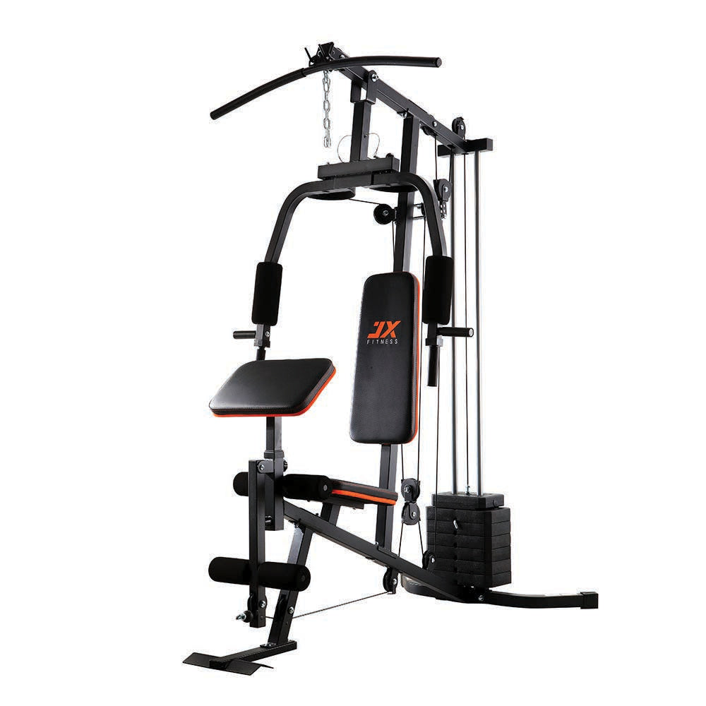JX-911 single station home multi-gym with 32kg weight stack, lat bar and pec deck