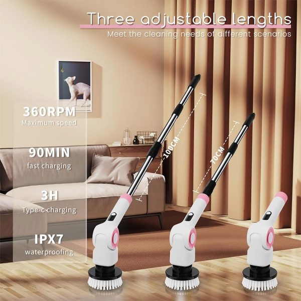 DSP Electric Spin Scrubber  11-in-1 with 8 Attachments, 3 Speeds, 2 Batteries, 360° Rotating Head – Cordless Floor & Tile Cleaner