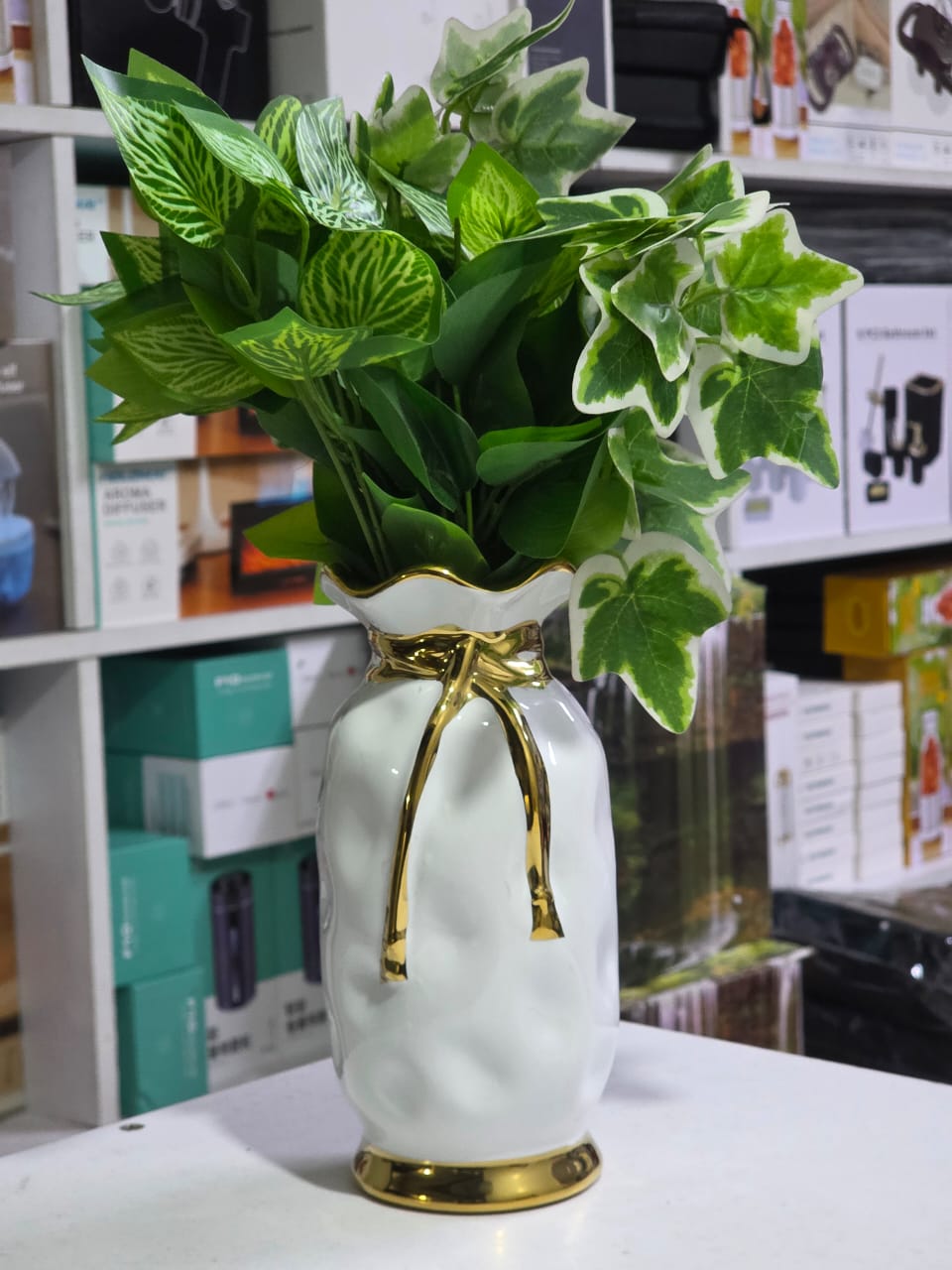 Luxury Ceramic Vase with Gold detailing