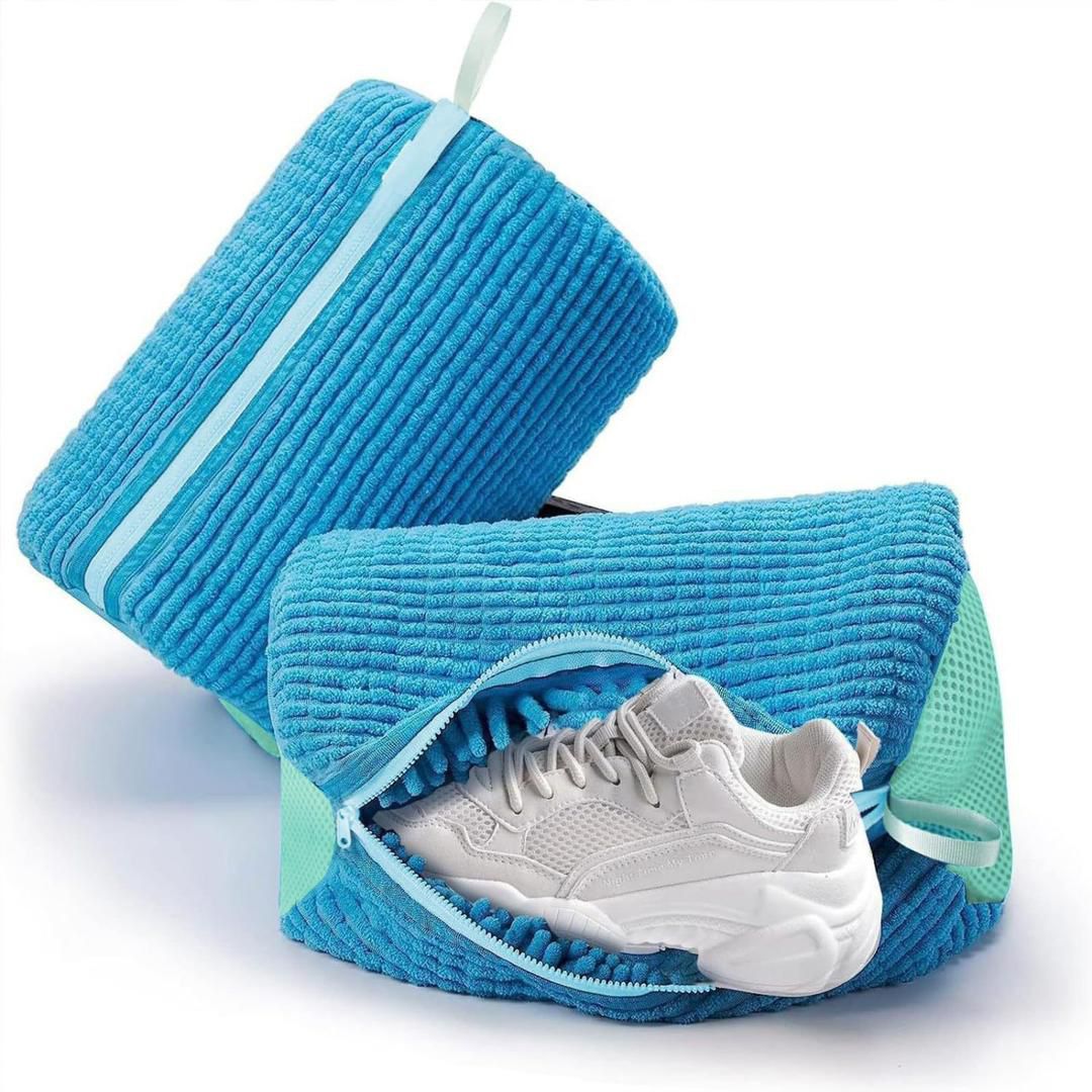 Microfiber Shoe Washing Machine Bag – Anti-Deformation Chenille Shoe Laundry Bag 39x19cm