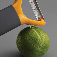 The Multi-Peel julienne peeler shown with its blade guard fitted.