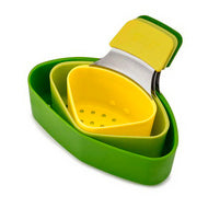 Joseph Joseph Nest Steam 3-piece steaming pod set in green with silicone handles