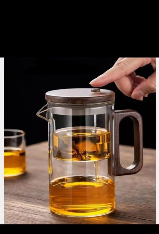 One press glass infuser tea pot