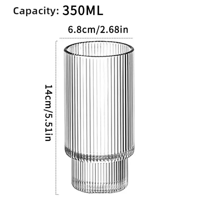 Ribbed Tumblers with Straws Glass Tumbler Cocktail Glasses 6pcs
