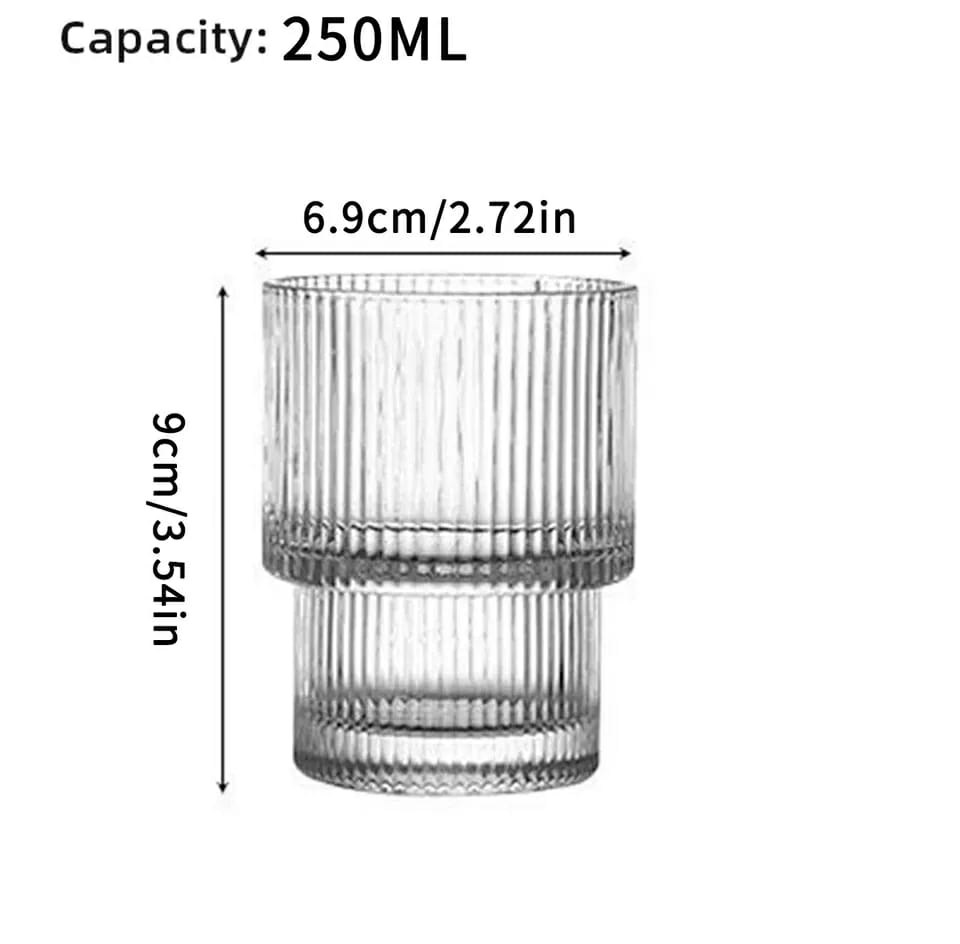 Ribbed Tumblers with Straws Glass Tumbler Cocktail Glasses 6pcs