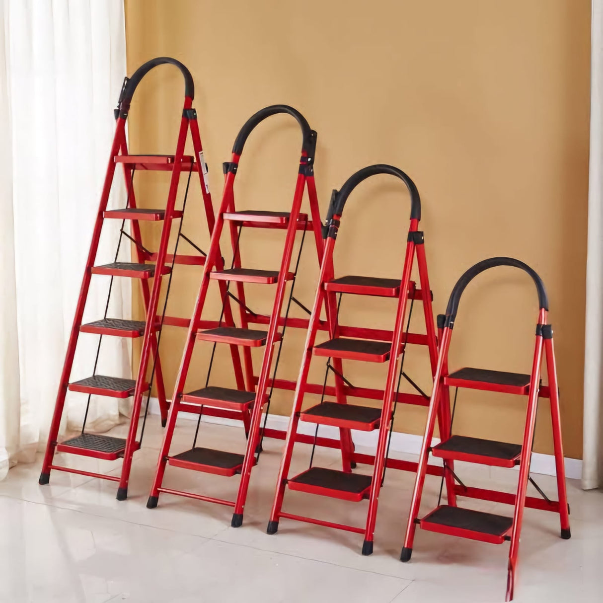 Home Step Ladder Solid Steel, Folding Non-slip Step Ladder
