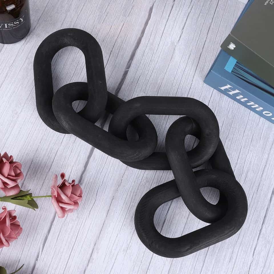 5-Link Wood Knot Rustic Decorative Accents Black Wood Chain