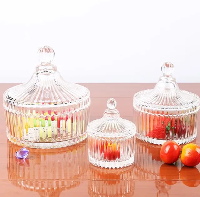 Dome Shape Glass Sugar Serving Bowl with Lid Candy Dish