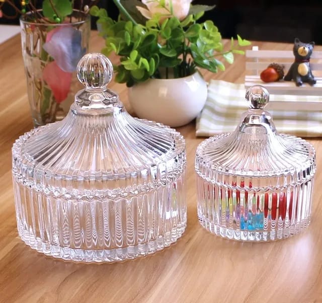 Dome Shape Glass Sugar Serving Bowl with Lid Candy Dish