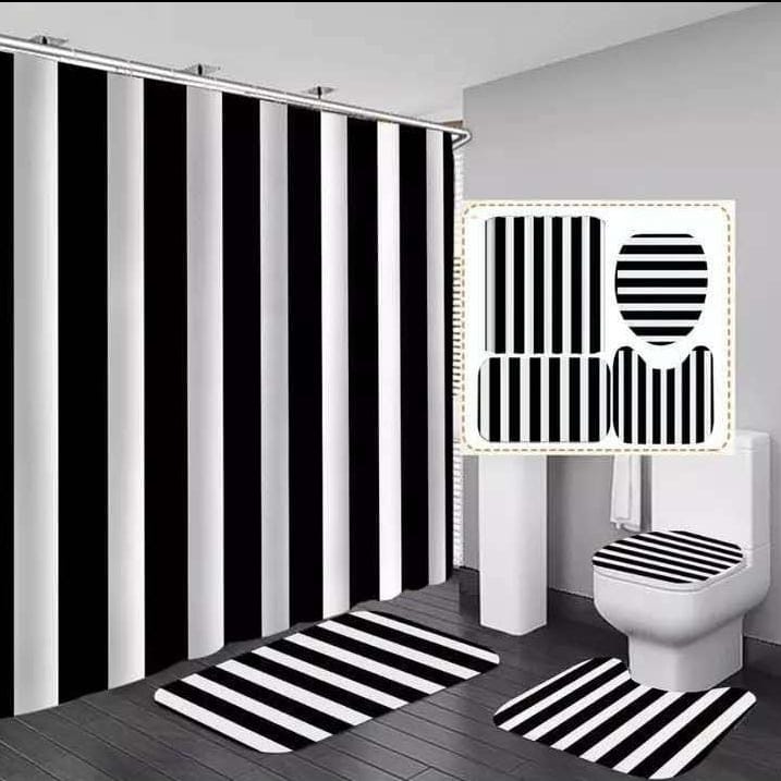 4 Pcs Set Bathroom Shower Curtain Set