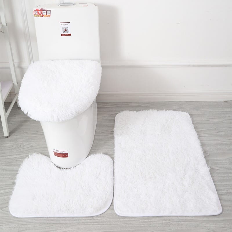 3 in 1 Fluffy Soft Microfiber Bathroom Rugs Bath Toilet Mats