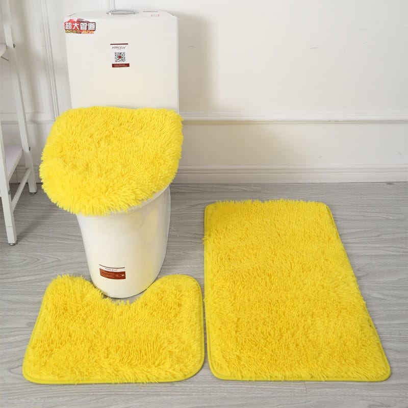 3 in 1 Fluffy Soft Microfiber Bathroom Rugs Bath Toilet Mats