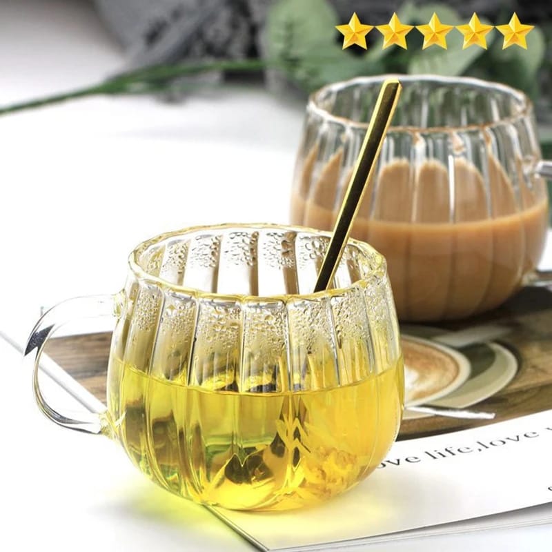 Stripped Pumpkin Bhape Borosilicate Cups 2PCS