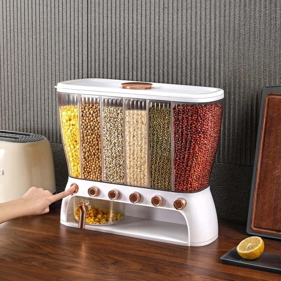 Acrylic Partitioned Rice Cereal Dispenser