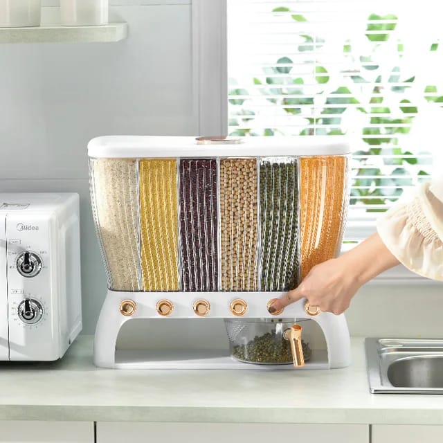 Acrylic Partitioned Rice Cereal Dispenser