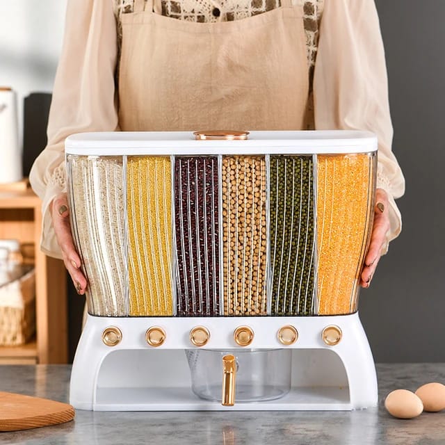 Acrylic Partitioned Rice Cereal Dispenser
