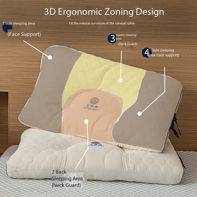 Washable 3D Quilted Cervical Latex Pillow 1Pcs