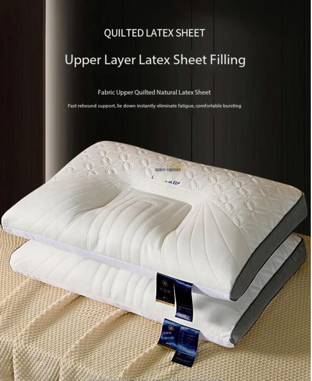 Washable 3D Quilted Cervical Latex Pillow 1Pcs