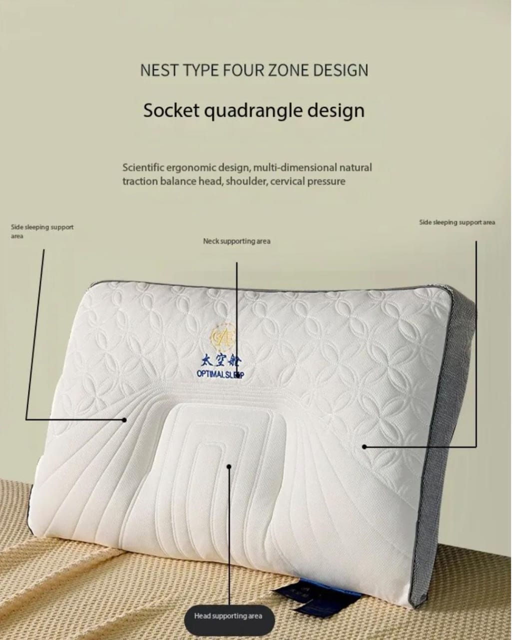Washable 3D Quilted Cervical Latex Pillow 1Pcs