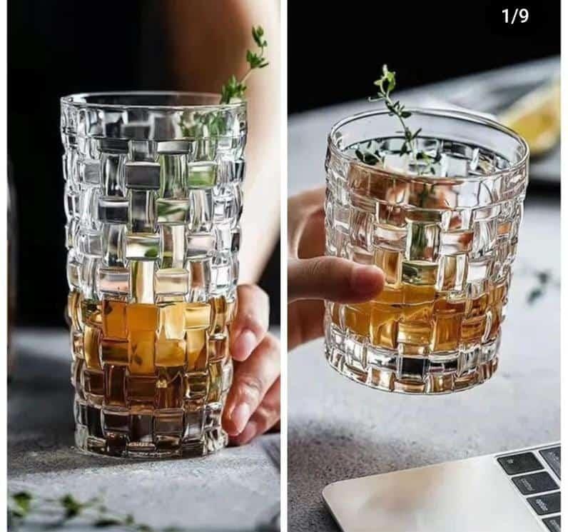 6pcs Medium Whiskey Glass 250ml Hard Glass Glasses Brandy Vodka Liquor Whiskey Drinking Glasses