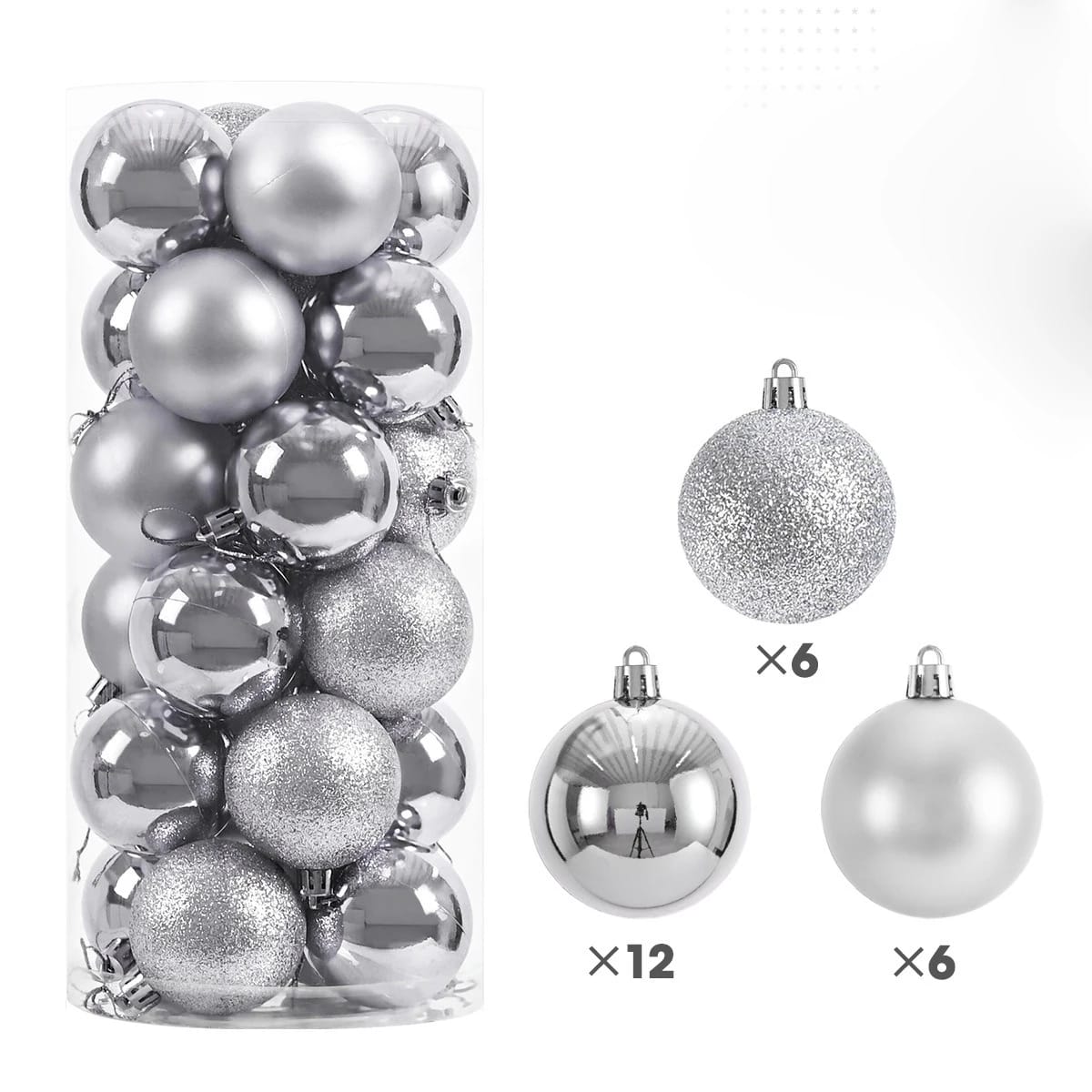 24pcs Christmas Tree Ornaments with 3-6cm Balls